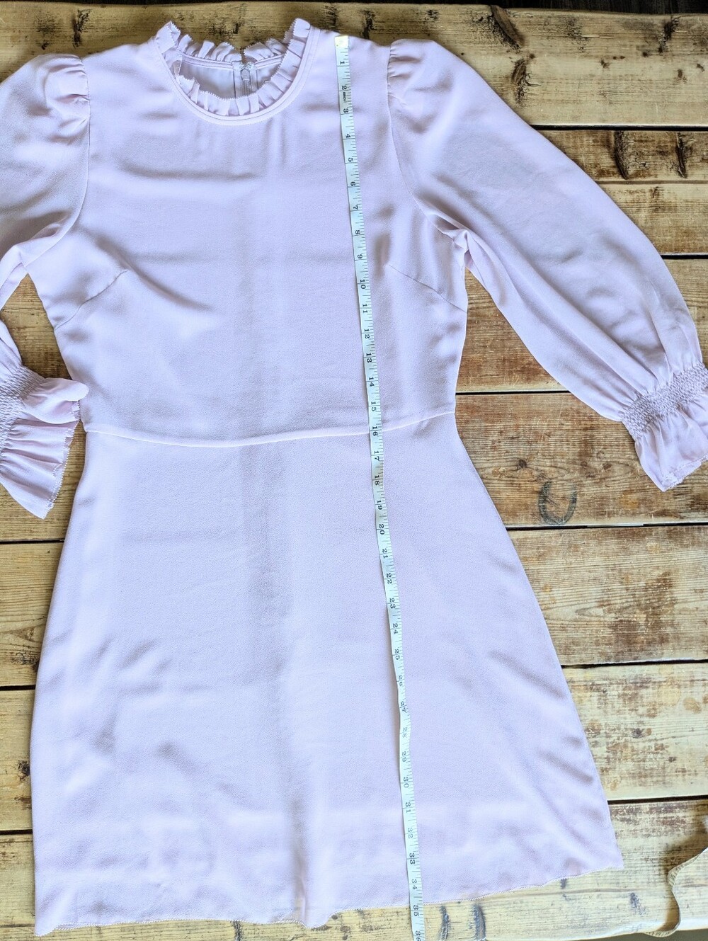 Aritzia Wilfred Swept Dress Size 8 Cloudy Lilac Chiffon Puff Sleeve Mini - Picture 10 of 13